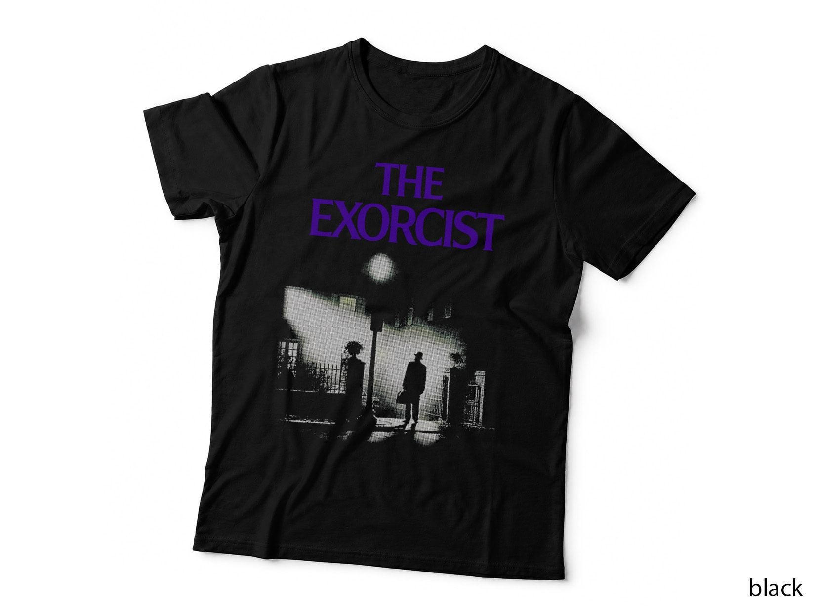 The Exorcist the Purple Text Cityscape Gothic Horror Atmospheric T-Shirt
