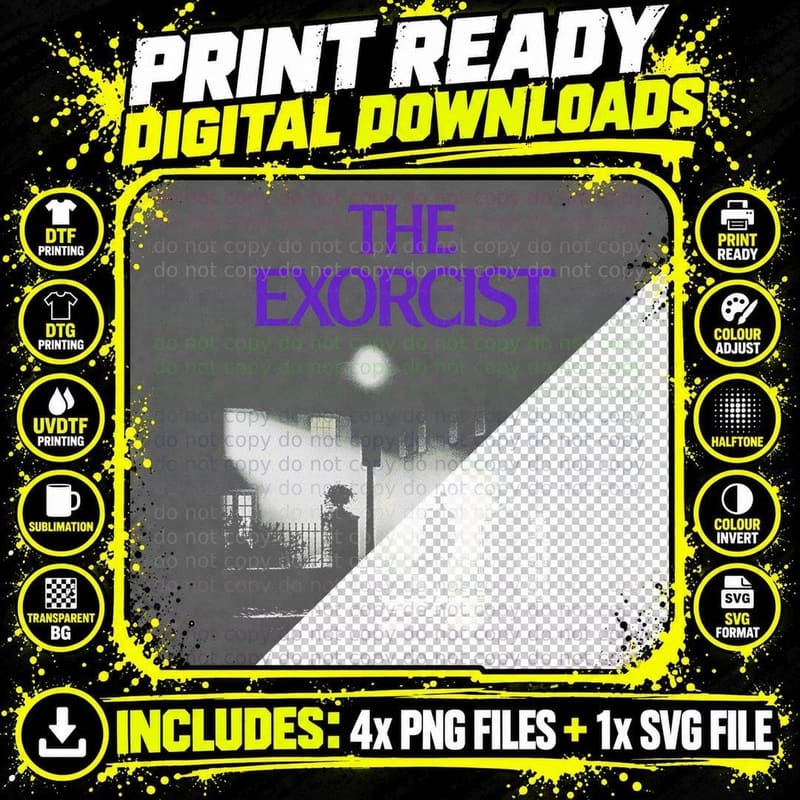 The Exorcist the Purple Text Cityscape Gothic Horror Png SVG Digital Bundle