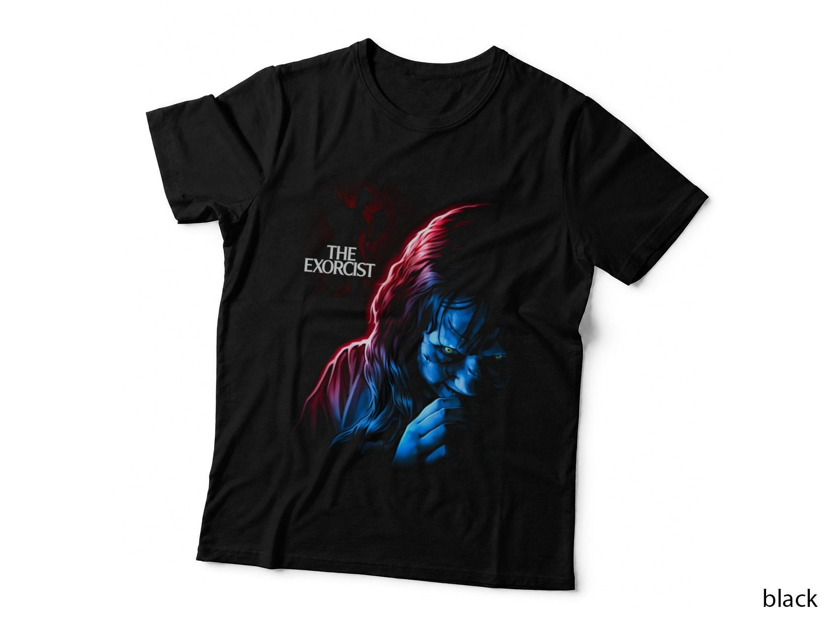 The Exorcist the Red Blue Face Supernatural Horror Classic Film T-Shirt