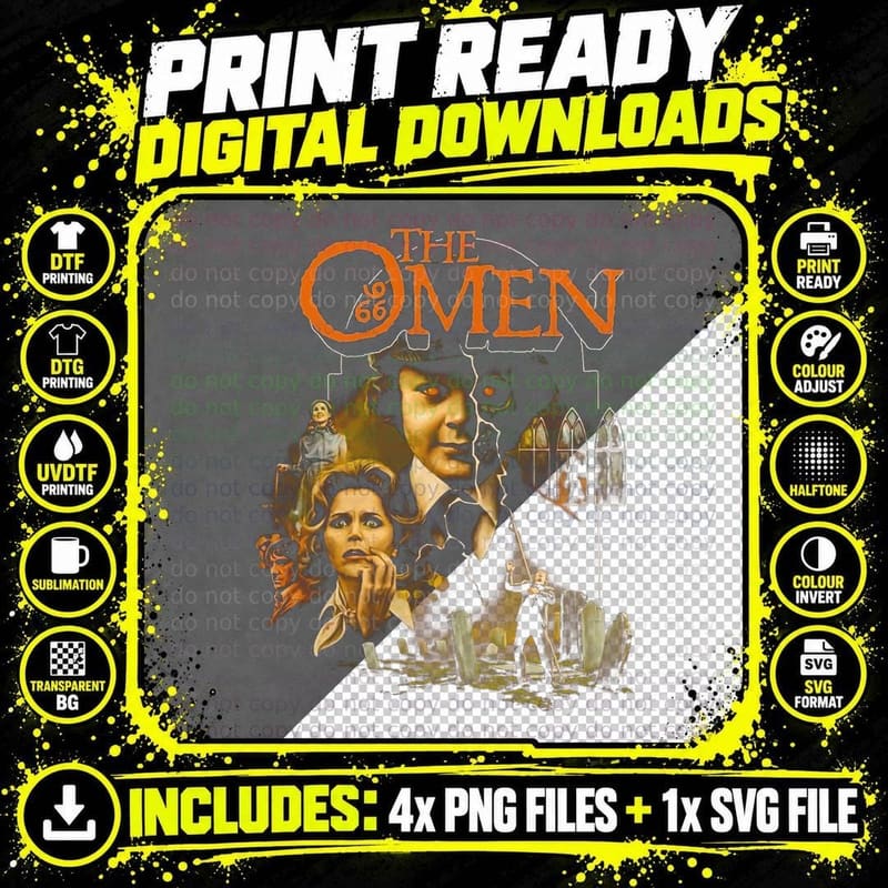 The Omen the Horror Movie People Church Dark Retro 1970s Png SVG Digital Bundle