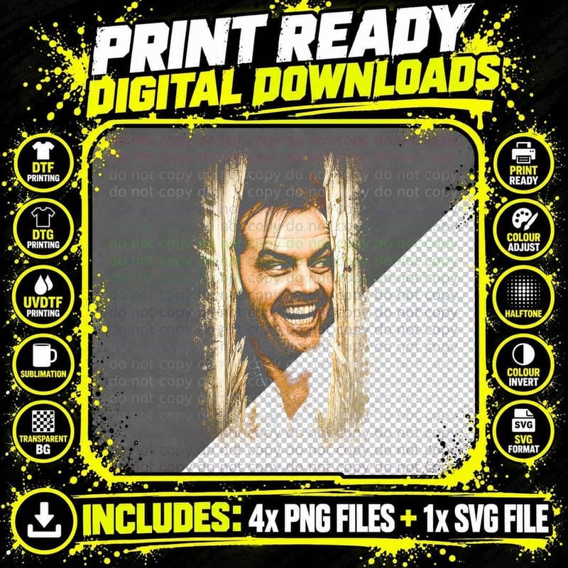 The Shining T-Shirt, Halftone Horror Movie Graphic Tee Png SVG Digital Bundle