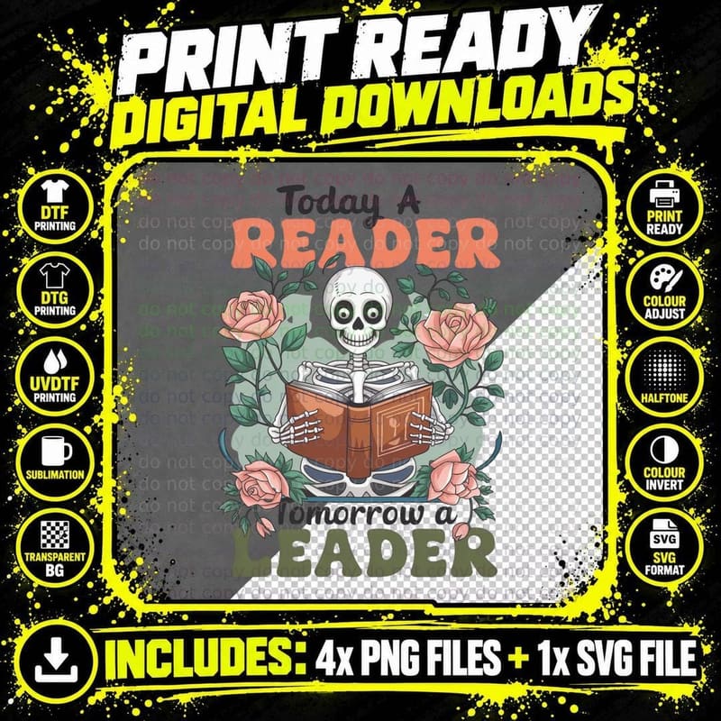 Today a Reader Tomorrow a Leader Books T-Shirt Png SVG Digital Bundle