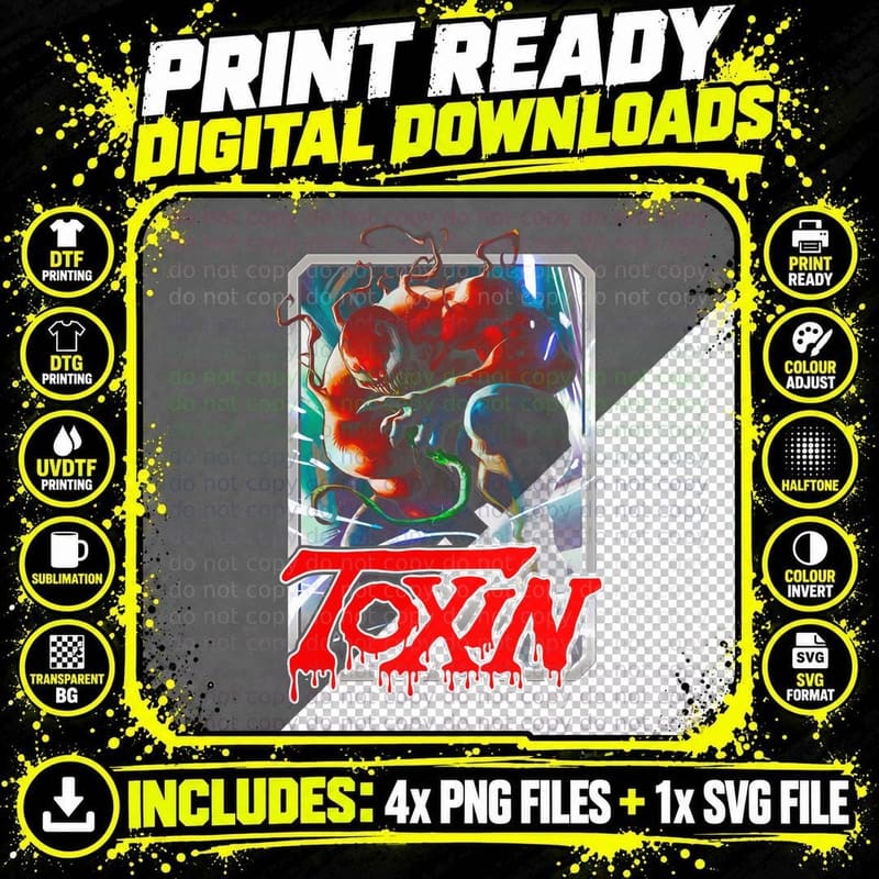Toxin Halftone Red Multicolour Symbiote Variant Horror Png SVG Digital Bundle