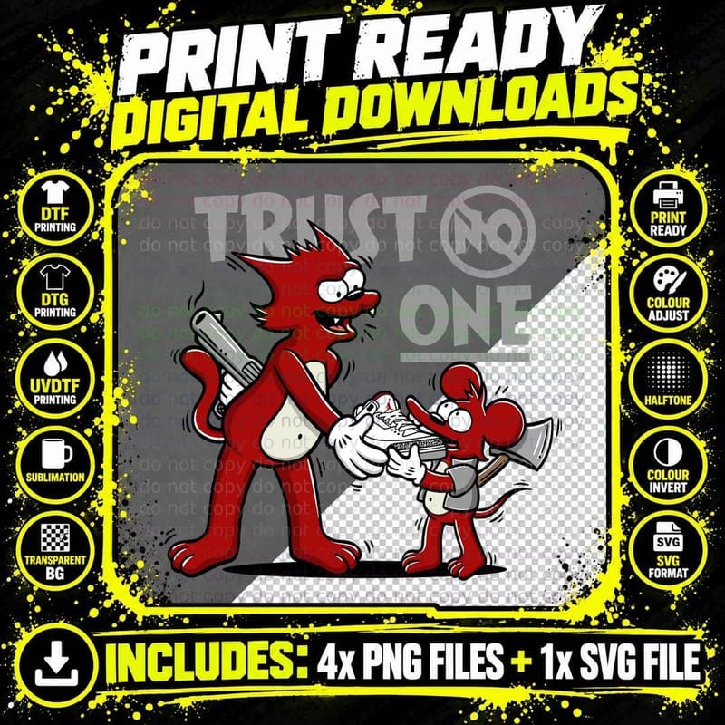 Trust No One Red Demon Monster Dark Horror Creature Png SVG Digital Bundle
