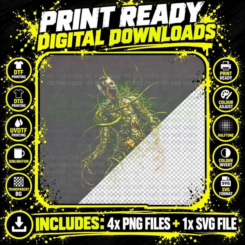 Tyrant T-Shirt, Halftone Resident Evil Bioweapon Graphic Png SVG Digital Bundle