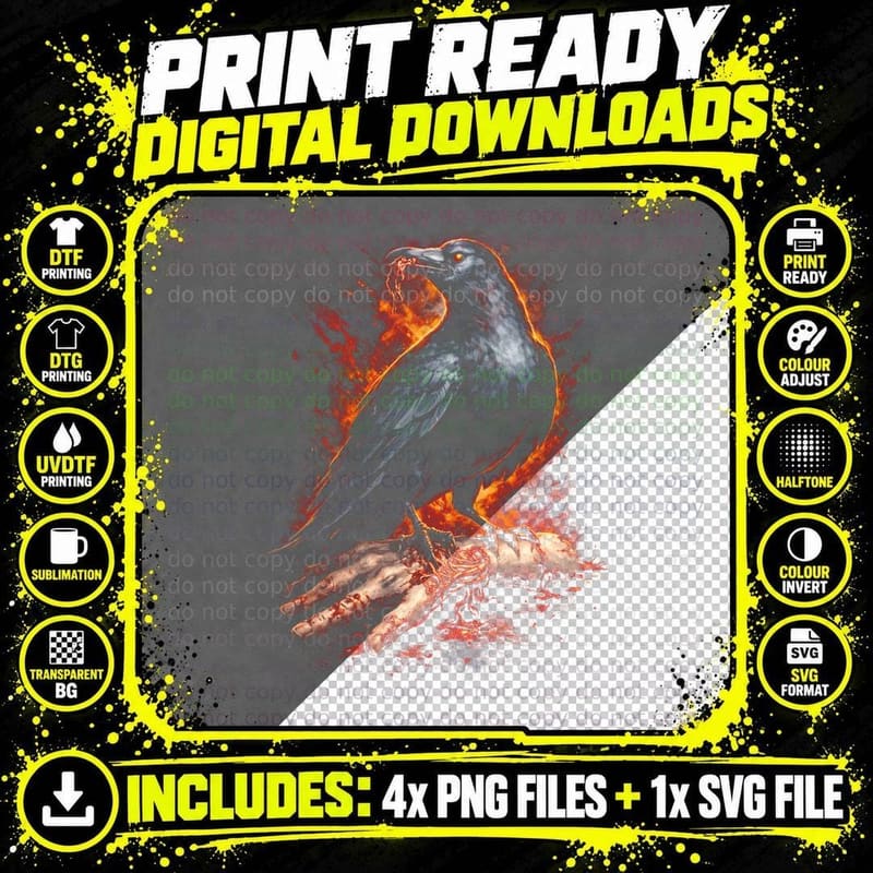 Umbrella Raven T-Shirt, Halftone Resident Evil Horror Png SVG Digital Bundle