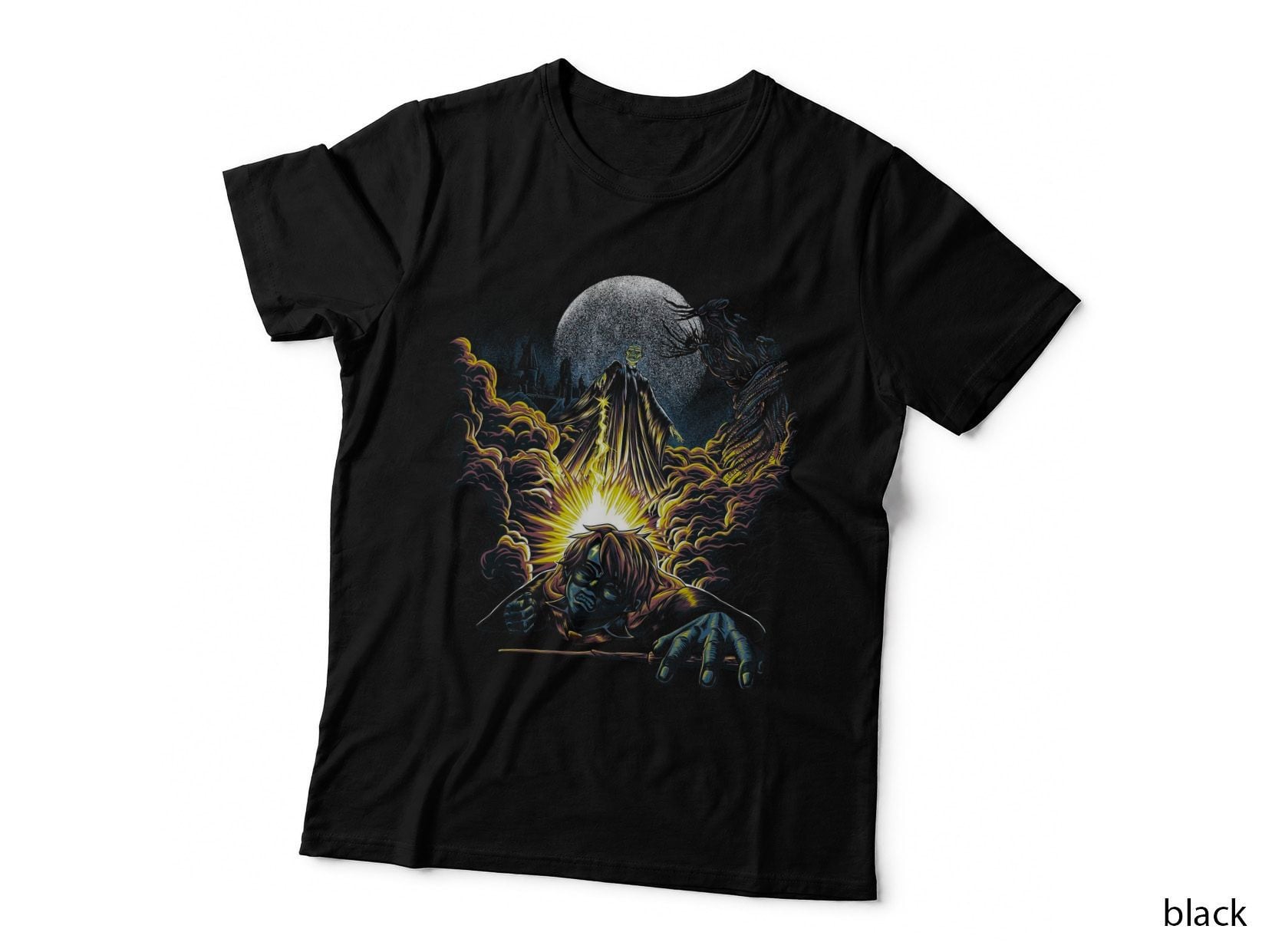 Unknown Creature Dark Alien Design Yellow Blue Orange Sci-Fi Horror T-Shirt
