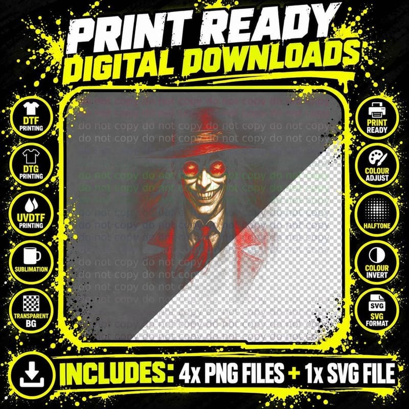Vampire Hunter T-Shirt, Halftone Anime Portrait Graphic Png SVG Digital Bundle
