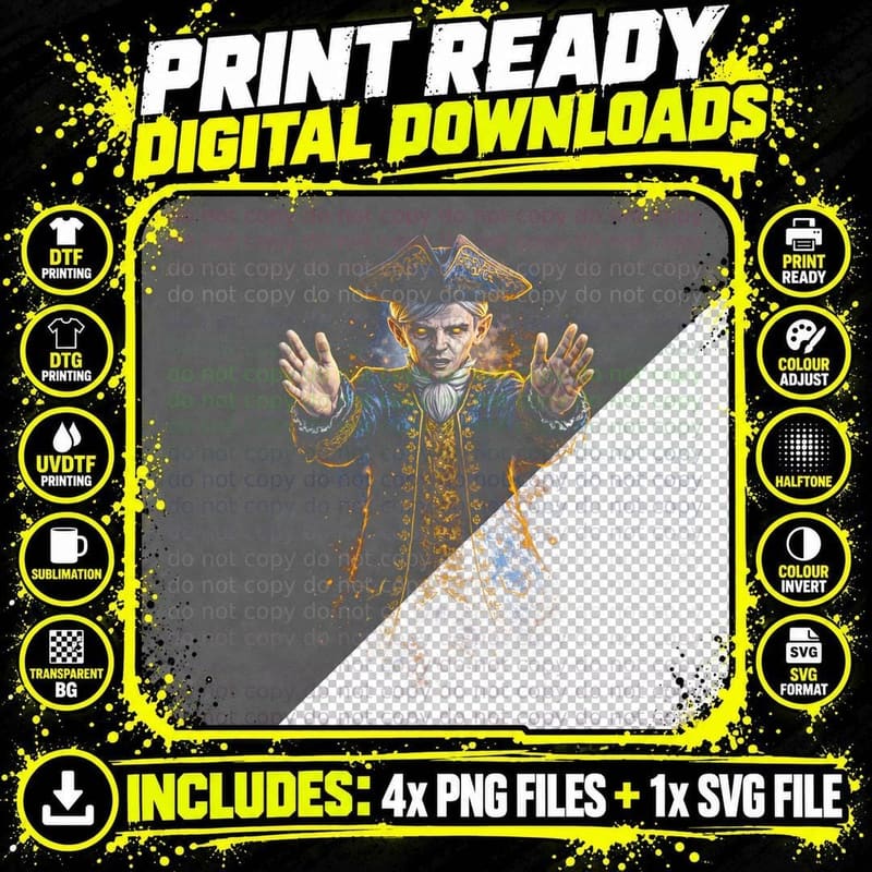 Vampire Lord T-Shirt, Halftone Resident Evil Village Png SVG Digital Bundle