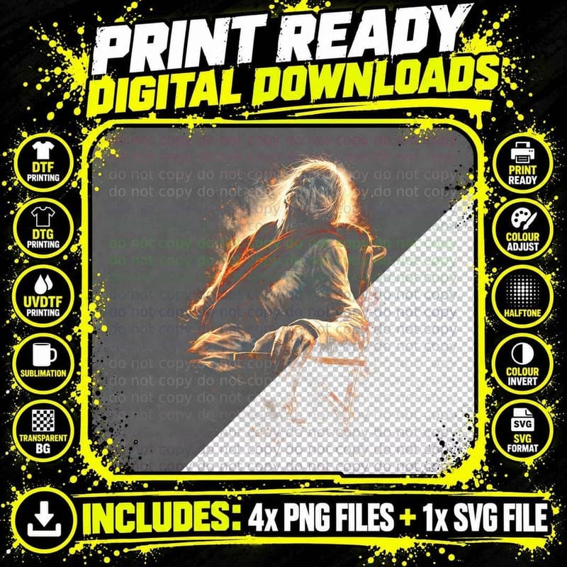 Village Hunter T-Shirt, Halftone Resident Evil Axe Png SVG Digital Bundle