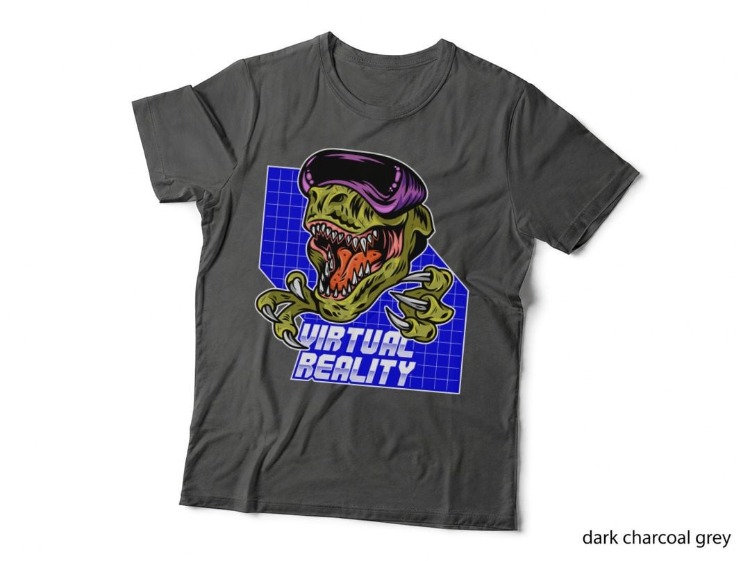 Virtual Reality Zombie Monster Vr Goggles Grid Neon Cyberpunk T-Shirt