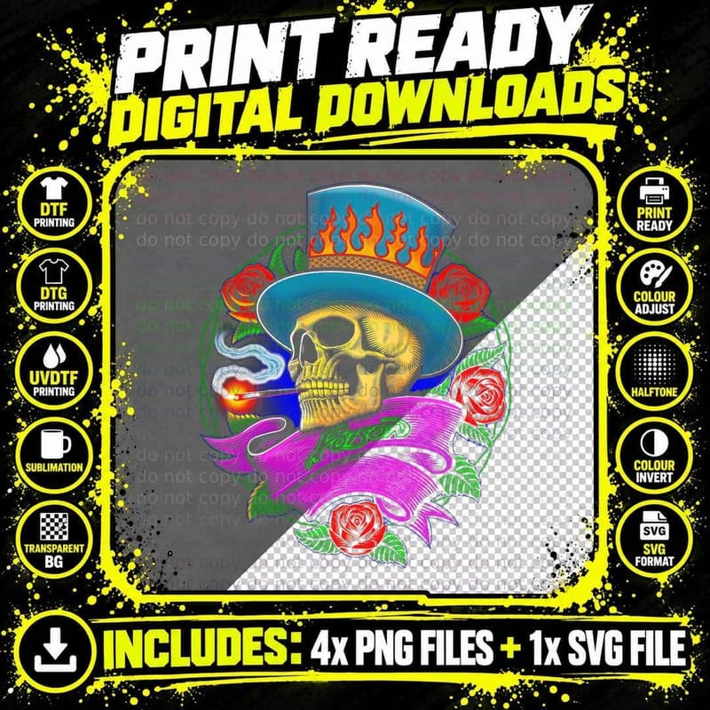 Volbeat Skeleton Cowboy Western T-Shirt Png SVG Digital Bundle