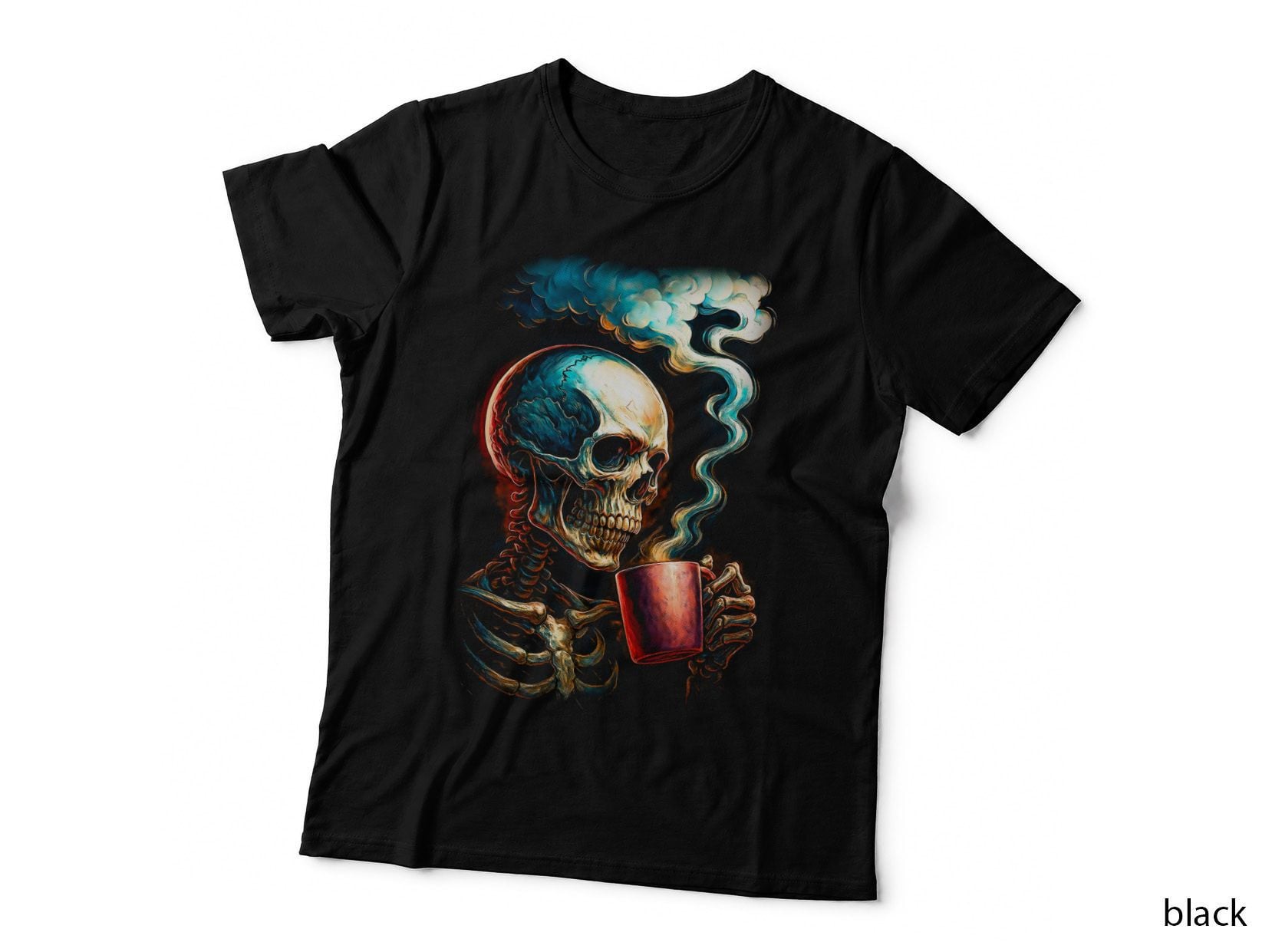 Weight Lifting Skull T-Shirt, Halftone Gothic Skull Graphic Tee