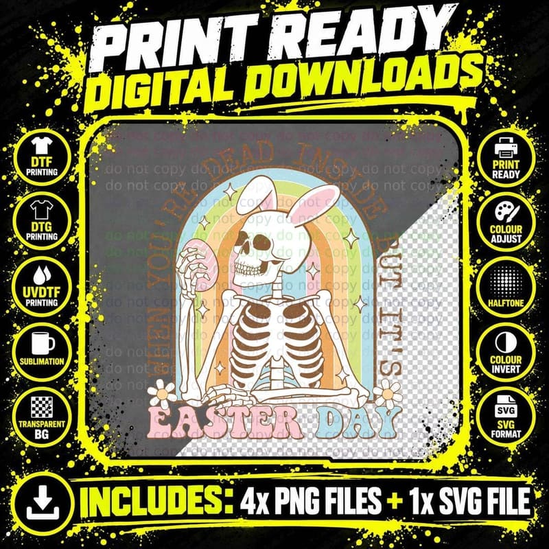 When You're Dead Inside but It's Easter Day Easter Png SVG Digital Bundle