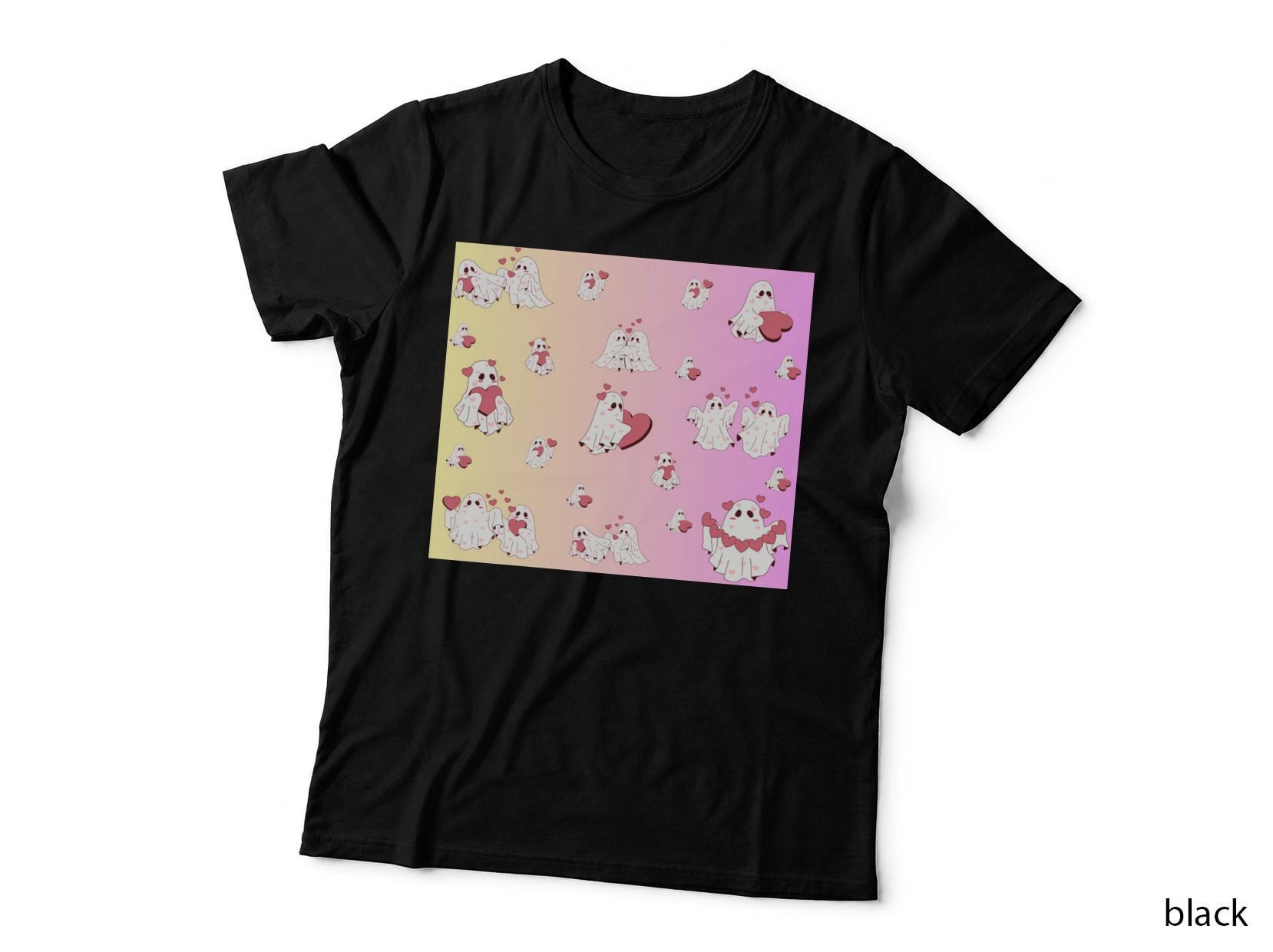 White Ghost Characters with Red Hearts T-Shirt