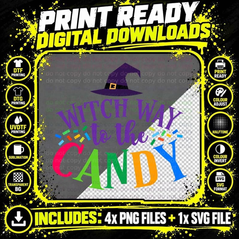 Witch Way to the Candy T-Shirt Png SVG Digital Bundle