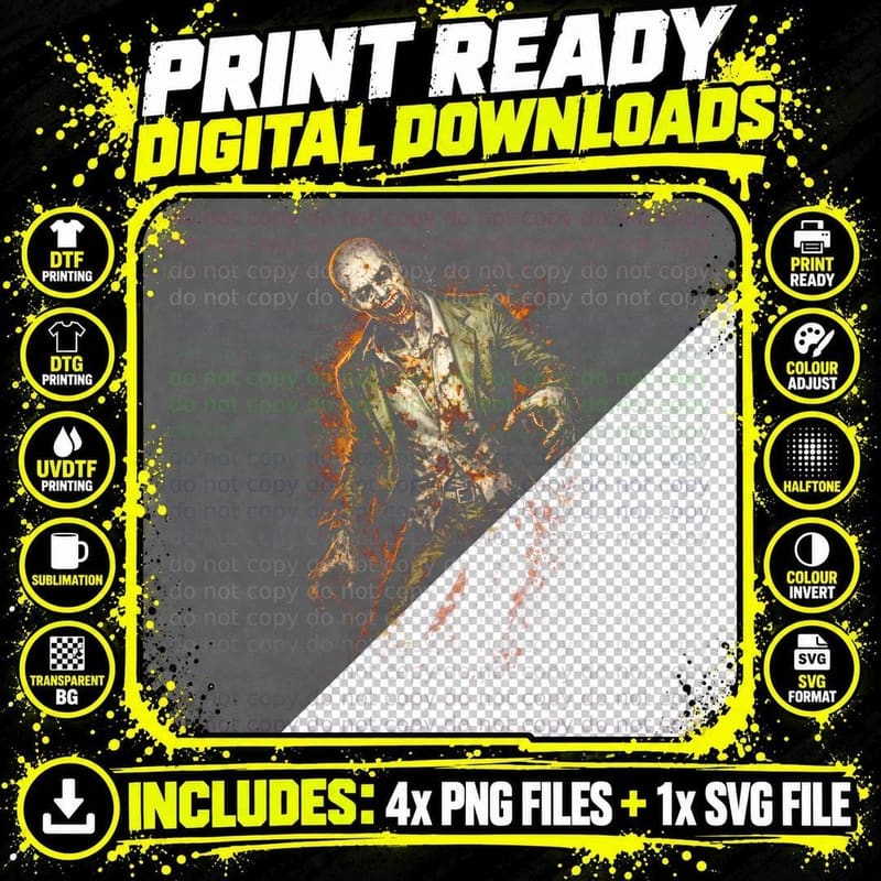 Zombie Soldier T-Shirt, Halftone Resident Evil Undead Png SVG Digital Bundle