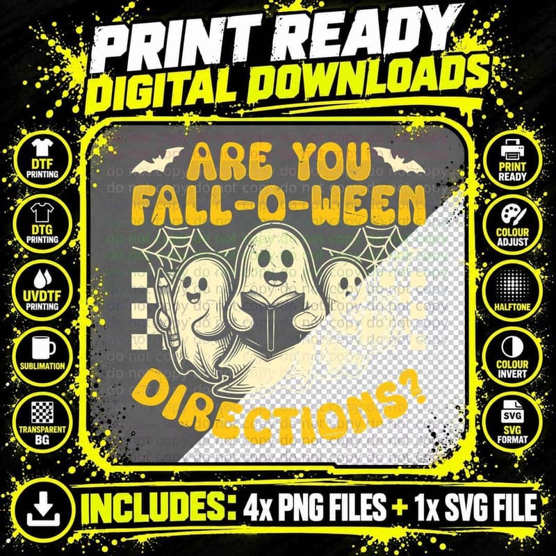 Are You Fall-O-Ween Directions Funny Halloween T-Shirt Png SVG Digital Bundle