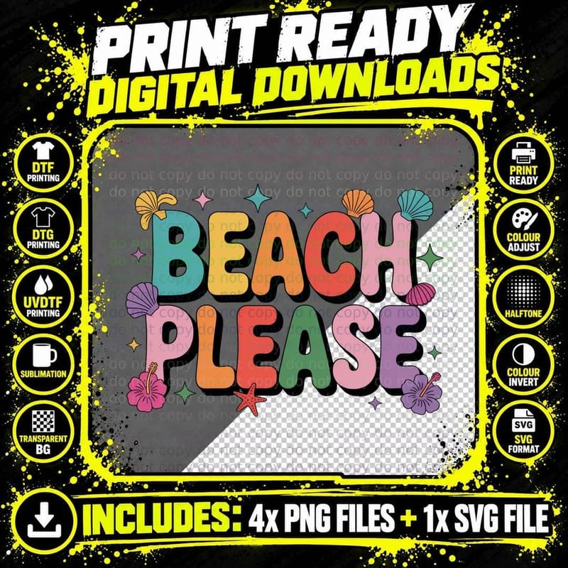Beach Please Summer T-Shirt, Skeleton Beach Sunset Palms Png SVG Digital Bundle