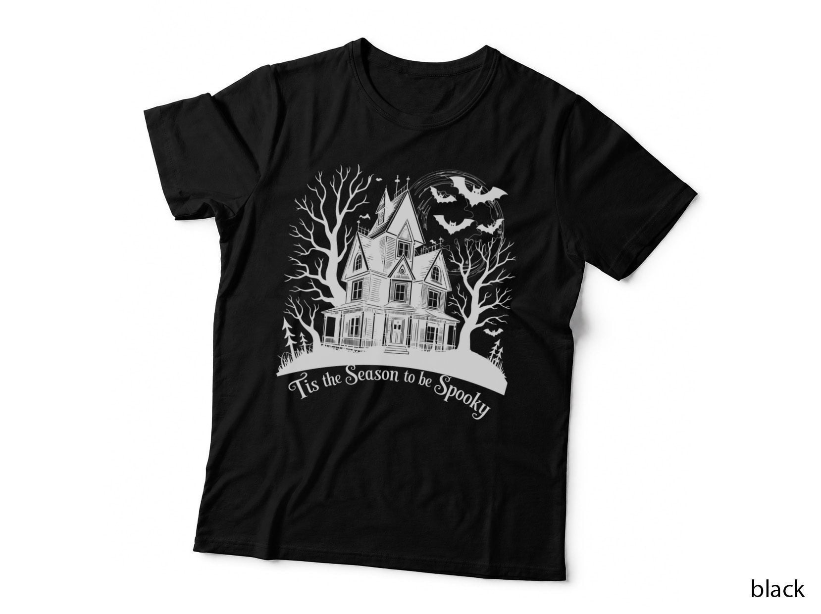Black Background Blank Image Halloween T-Shirt, Spooky Season Graphic Tee