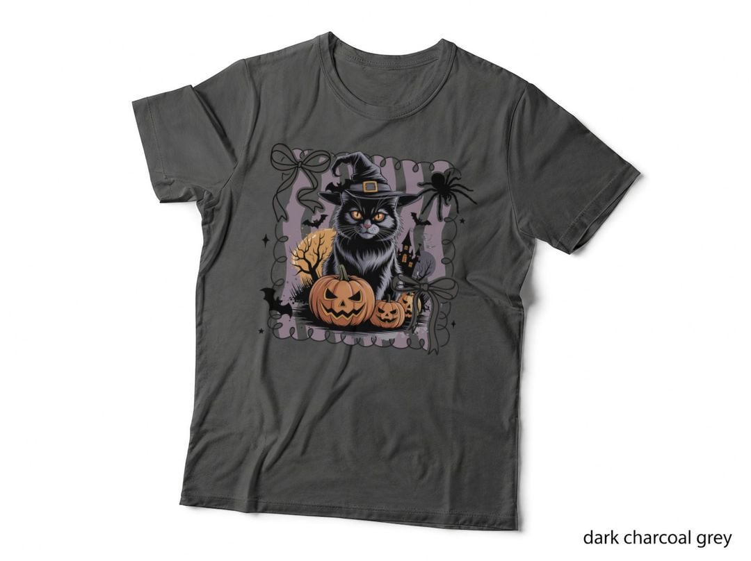 Black Cat Witch Halloween T-Shirt, Spooky Season Graphic Tee