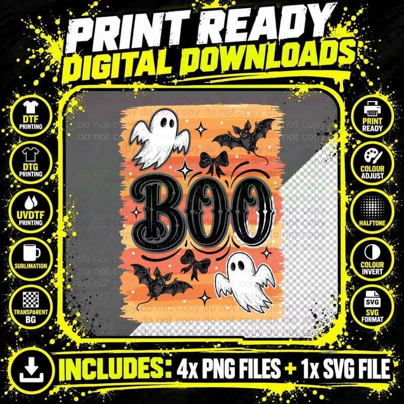 Boo Funny Halloween T-Shirt, Spooky Halloween Ghosts Png SVG Digital Bundle