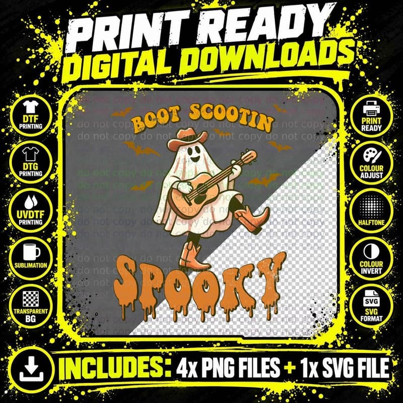 Boot Scootin Spookt Halloween T-Shirt Png SVG Digital Bundle
