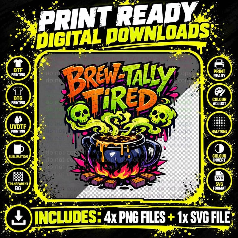 Brew Tally Tired Halloween T-Shirt Png SVG Digital Bundle