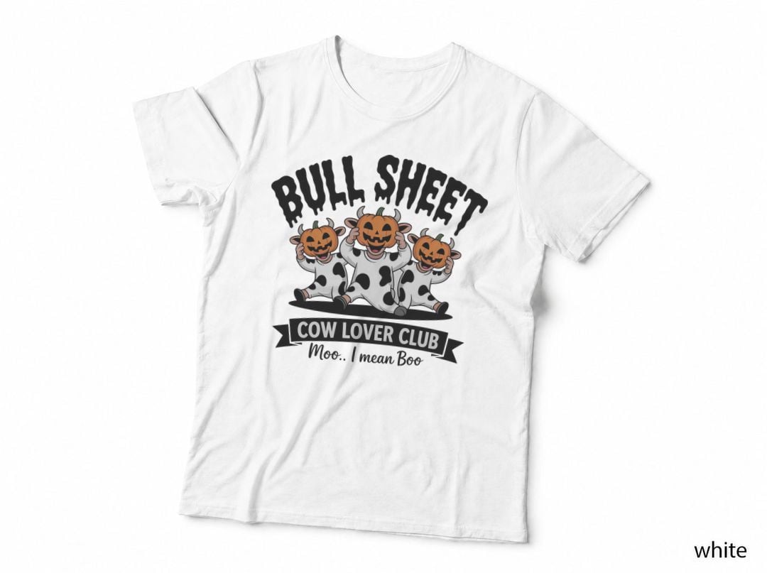 Bull Sheet Cow Lover Club Halloween T-Shirt, Cow Pumpkin Heads Bull Spooky Tee