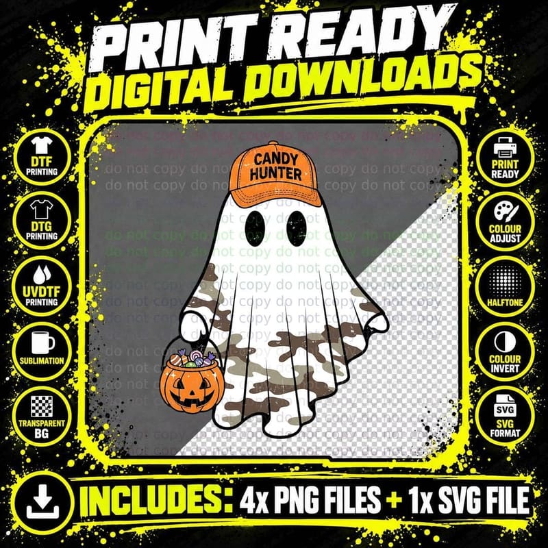 Candy Hunter Funny Halloween T-Shirt Png SVG Digital Bundle