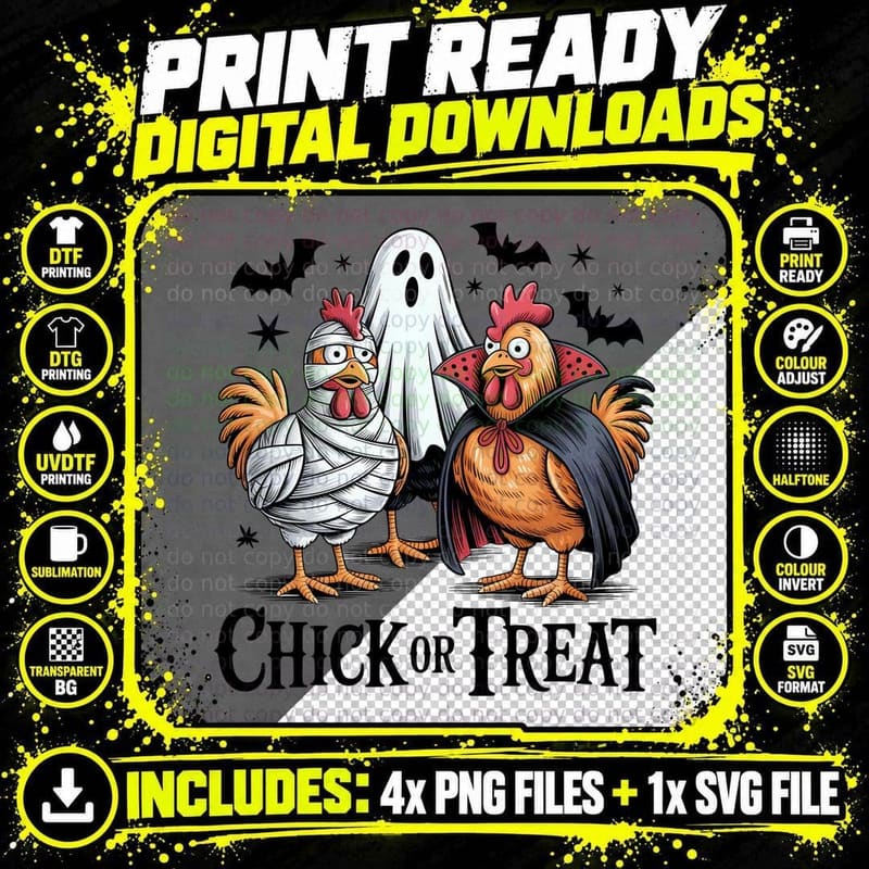 Chickens Mummy Vampire Costume Halloween T-Shirt Png SVG Digital Bundle