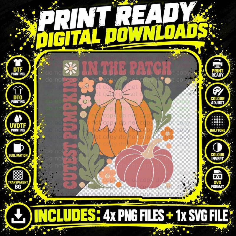 Cozy Pumpkin in the Patch Halloween T-Shirt Png SVG Digital Bundle