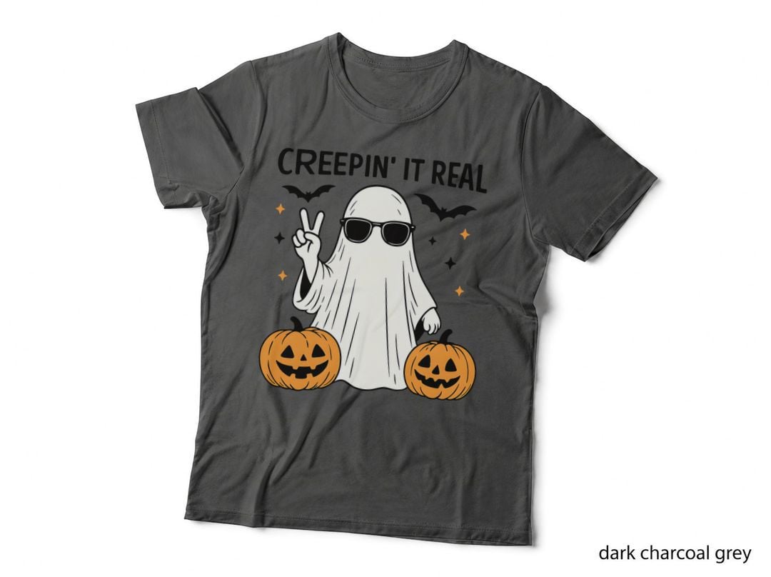 Creepin' It Real Halloween T-Shirt, Cool Ghost Peace Sign Spooky Tee