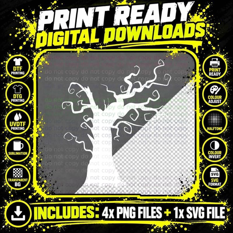 Creepy Twisted Tree Outdoor T-Shirt Png SVG Digital Bundle