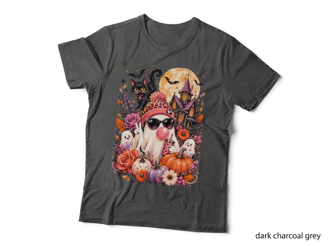 Cute Ghost Leopard Beanie Halloween T-Shirt, Spooky Season Graphic Tee