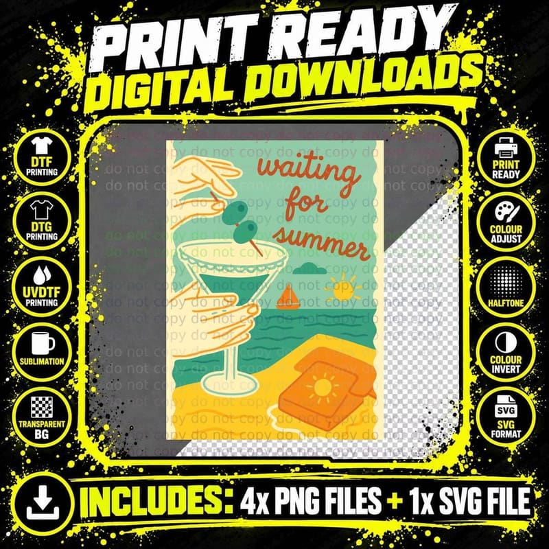 Dead Inside but It's Summer T-Shirt Png SVG Digital Bundle