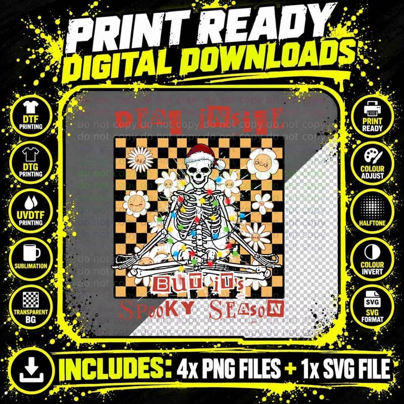 Dead Inside but Its Spooky Season Halloween T-Shirt Png SVG Digital Bundle