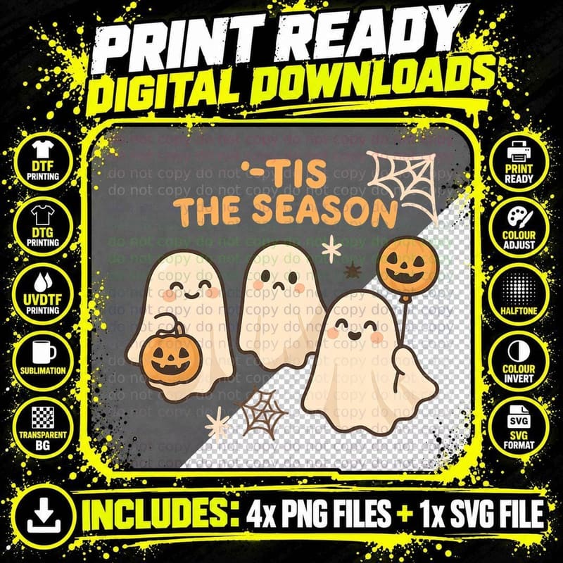 Decorated Halloween Balloons with Bows Halloween T-Shirt Png SVG Digital Bundle