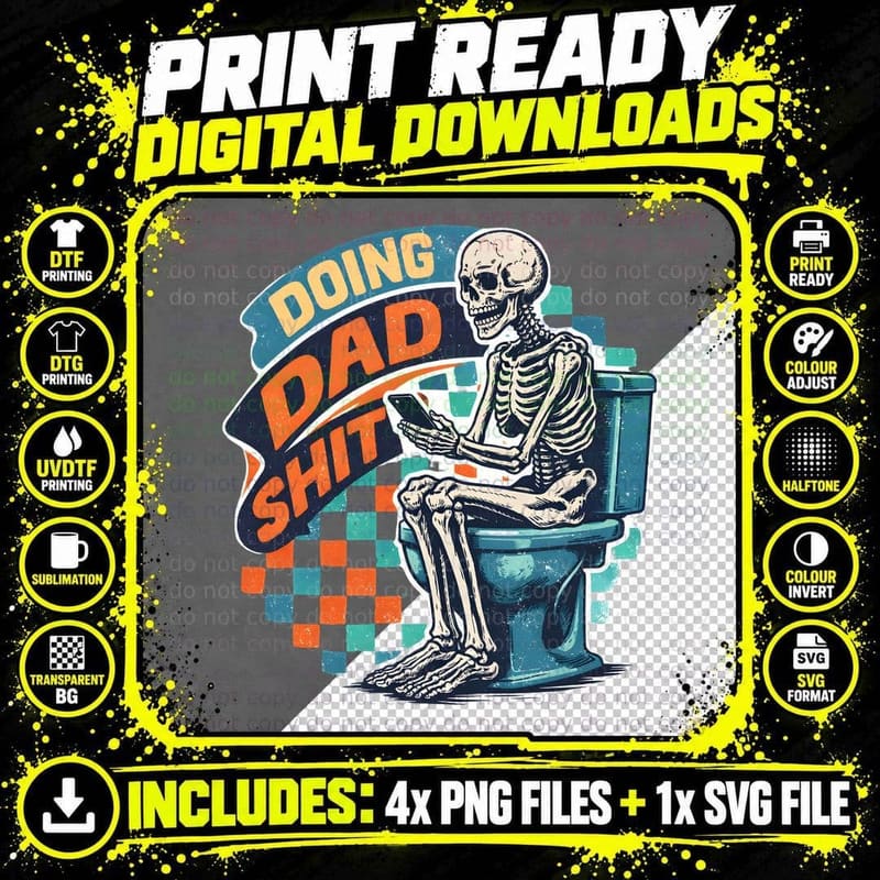 Doing Dad Shit Funny Skull T-Shirt Png SVG Digital Bundle