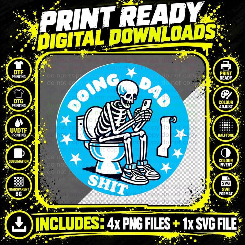 Doing Dad Shit Funny Skull T-Shirt Png SVG Digital Bundle