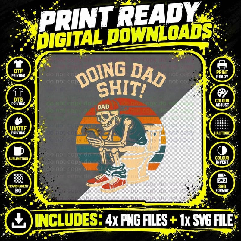 Doing Dad Shit! Funny Skull T-Shirt Png SVG Digital Bundle
