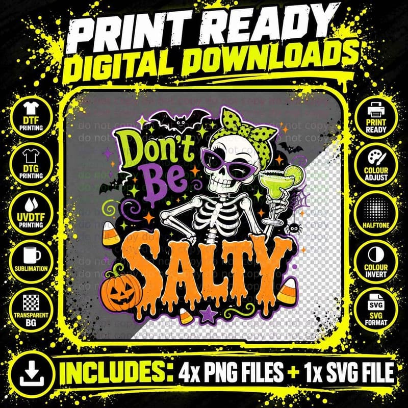 Don't Be Salty Funny Halloween T-Shirt Png SVG Digital Bundle