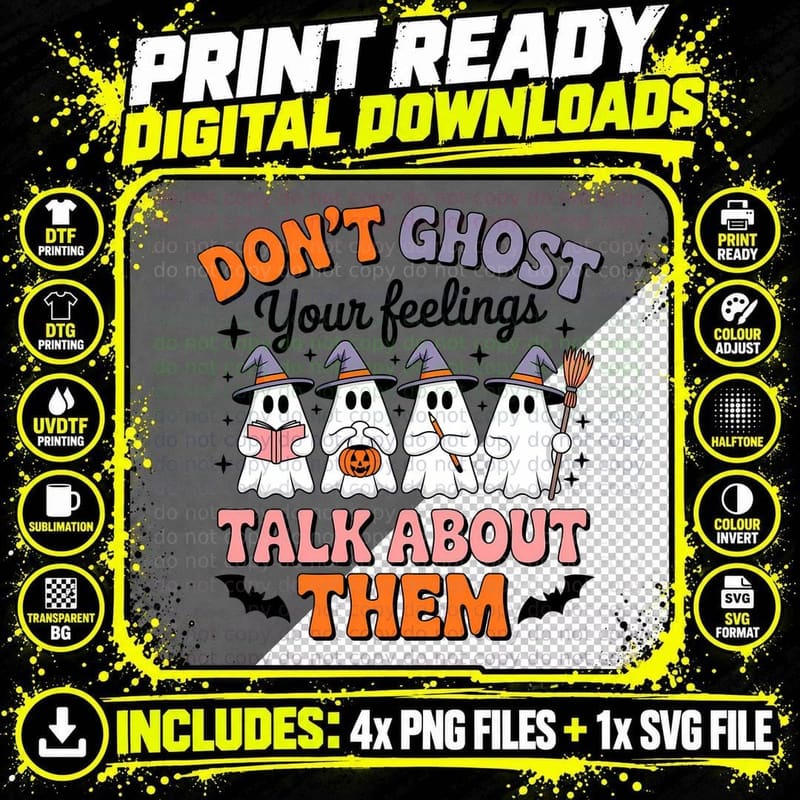 Don't Ghost Talk About Them Halloween T-Shirt Png SVG Digital Bundle