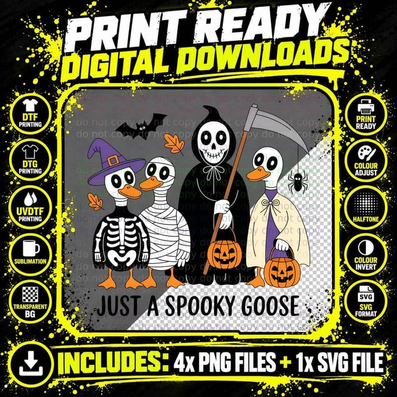 Ducks in Halloween Costume Characters Halloween T-Shirt Png SVG Digital Bundle
