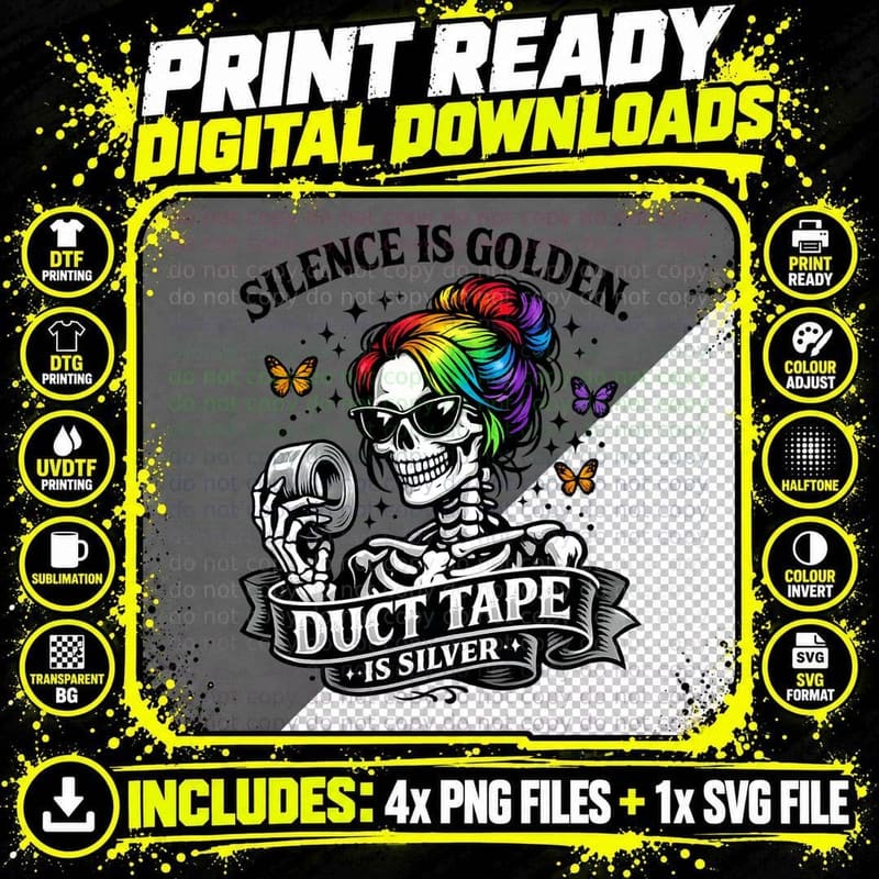 Duct Tape Is Silver Halloween T-Shirt Png SVG Digital Bundle
