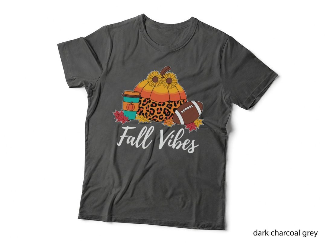 Fall Vibes Football T-Shirt, Leopard Pumpkin Coffee Football Graphic Tee
