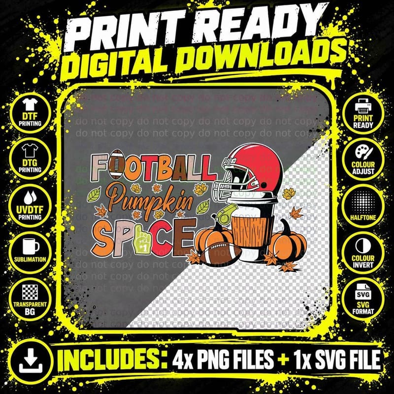 Football Pumpkin Spice Football T-Shirt Png SVG Digital Bundle