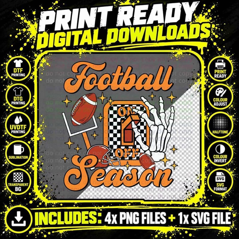 Football off Season Football T-Shirt Png SVG Digital Bundle