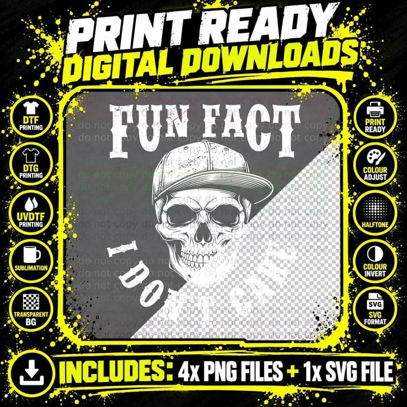 Fun Fact Don't Care Halloween T-Shirt Png SVG Digital Bundle