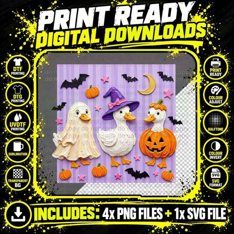 Geese Ducks Halloween Magic Halloween T-Shirt Png SVG Digital Bundle